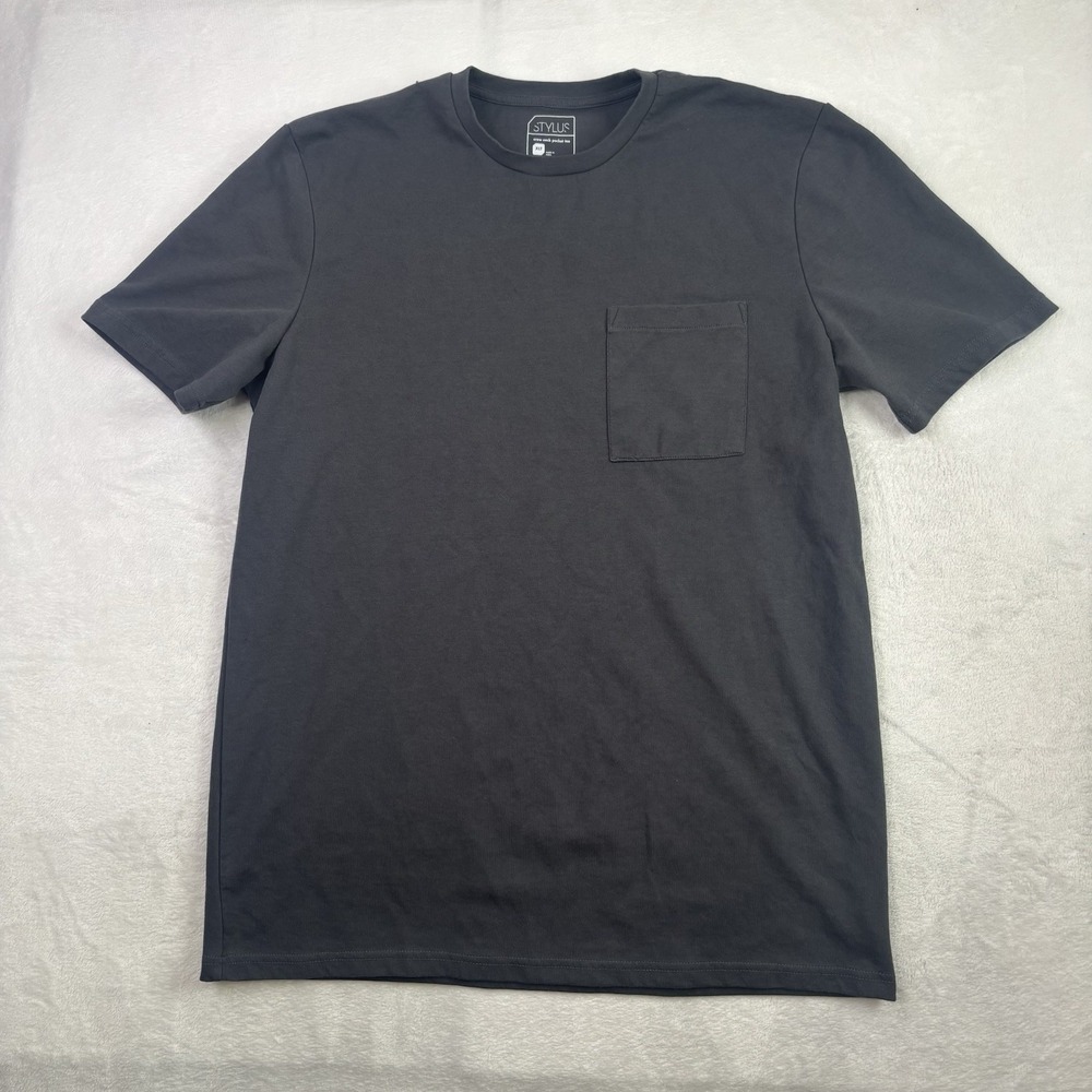 Stylus Crew Neck Pocket Tee Grey Short Sleeve Shirt Men's XLT
